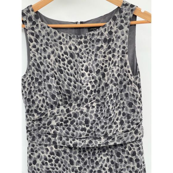 Ann Taylor Dress Silk Women Size 4 Gray Sleeveless Leopard Animal Print Cheetah - Picture 12 of 16